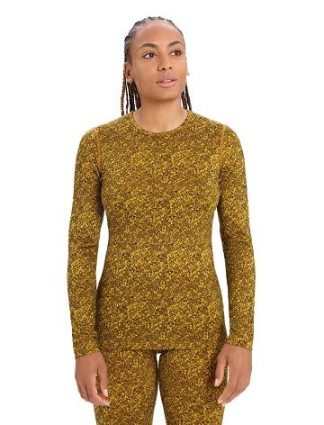 Silent Gold / Clove Icebreaker Merino 200 Oasis Long Sleeve Crewe Lichen Women's One Piece & Sets | AU 1797MQZA